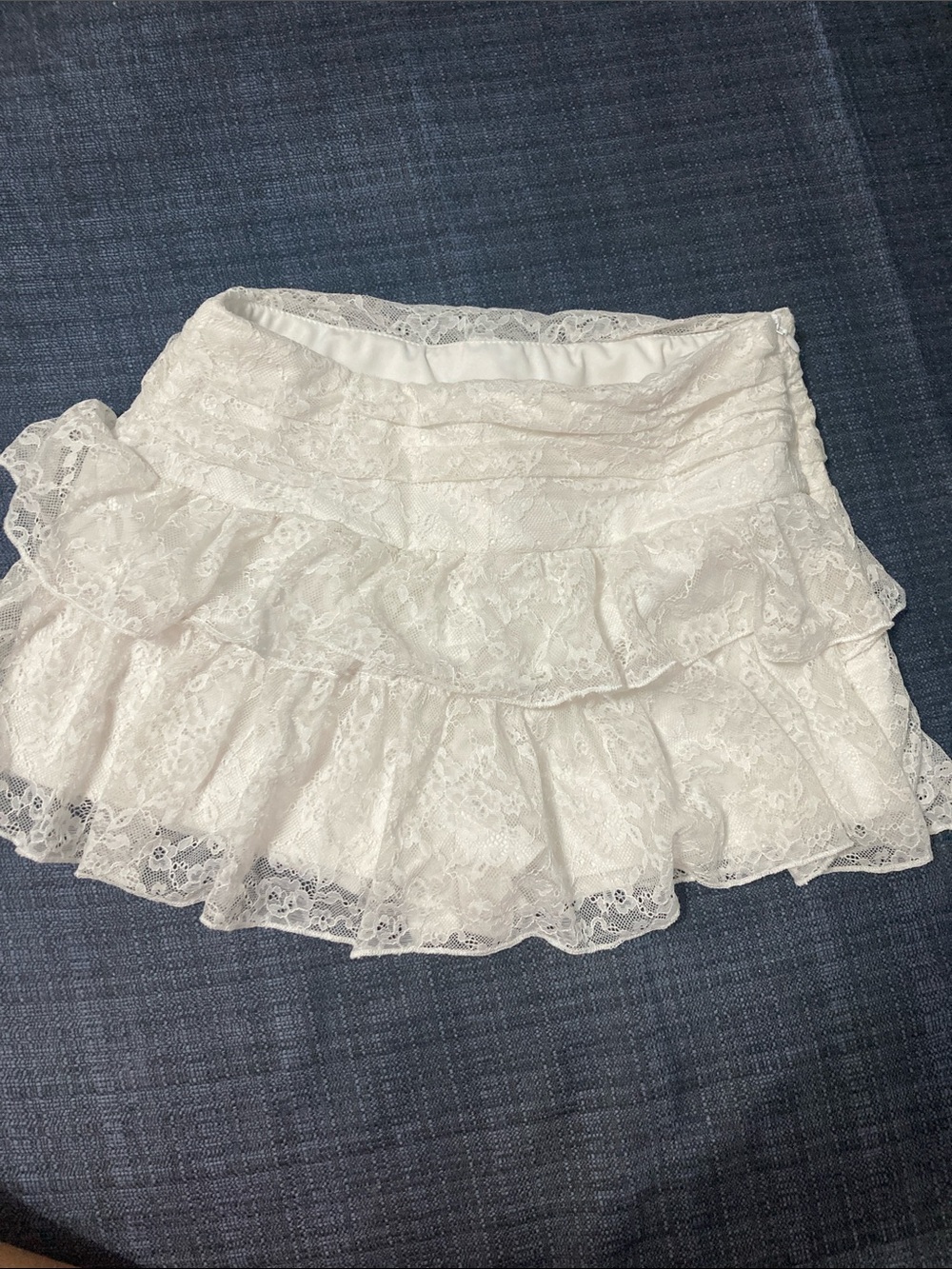 White Lace Ruffle Skort Shorts - Women